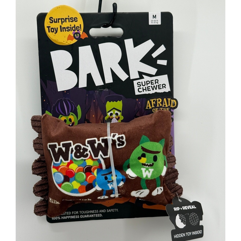 Bark Super Chewer Afraid of the Bark W&W's Rip Reveal Dog Toy Medium Mint Scent